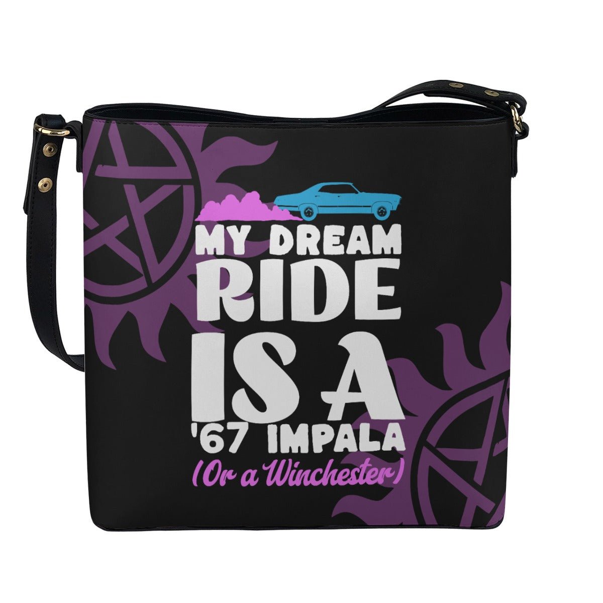Dream Ride - Black Cross Body Bucket Bag - Supernatural Inspired - Goblin Wood Exclusive - Goblin Wood