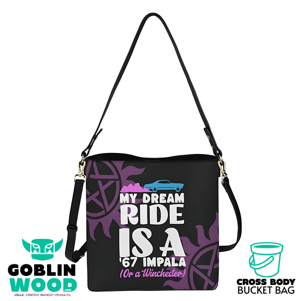 Dream Ride - Black Cross Body Bucket Bag - Supernatural Inspired - Goblin Wood Exclusive - Goblin Wood