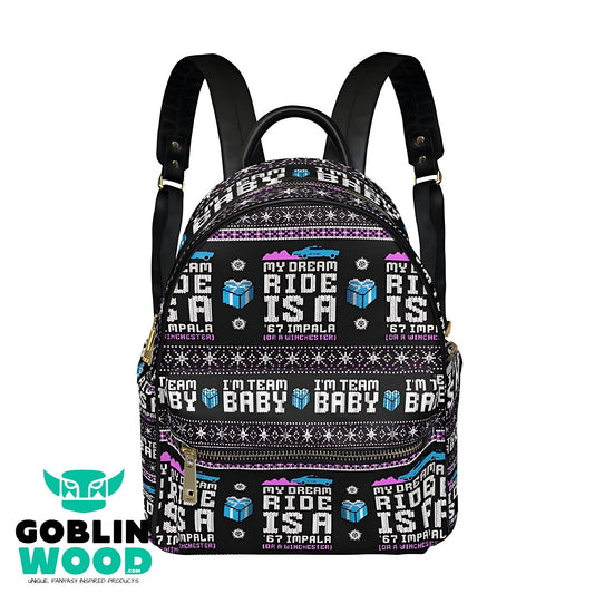 Dream Ride - Xmas Knit Pattern Mini Backpack - Supernatural Inspired - Goblin Wood Exclusive - Goblin Wood