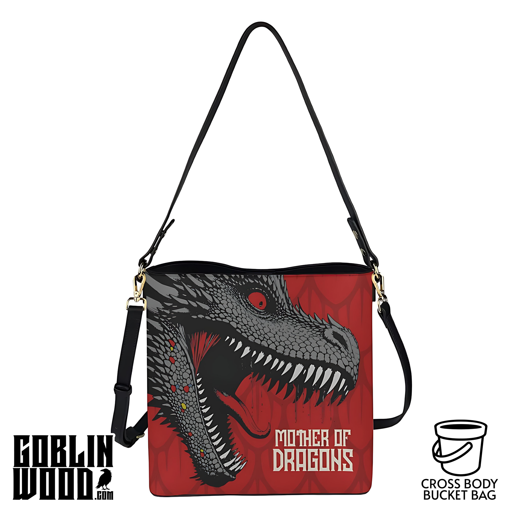 Drogon - Crossbody Bucket Bag - Game Of Thrones Inspired - Goblin Wood Exclusive