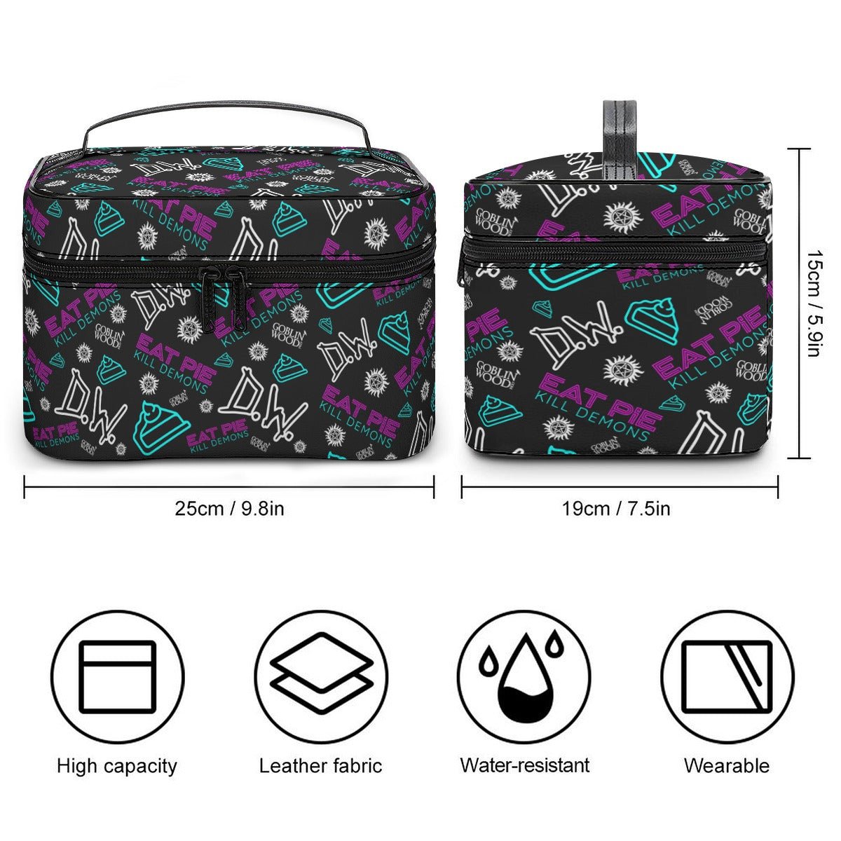 Eat Pie - AOP Toiletry Bag - Supernatural Inspired - Goblin Wood Exclusive - Goblin Wood