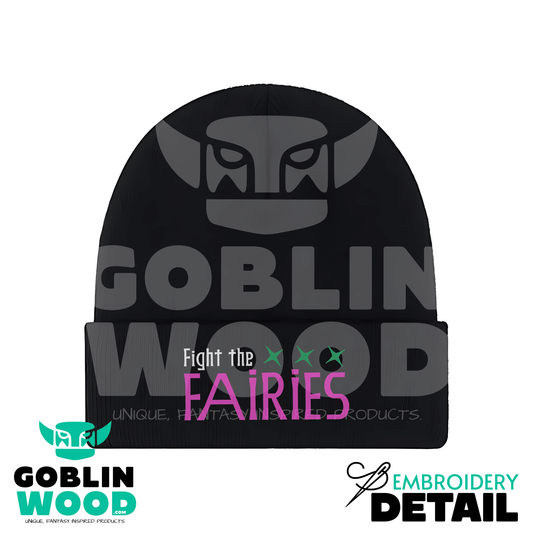 Fight The Fairies - Black Embroidered Beanie - Supernatural Inspired - Goblin Wood Exclusive - Goblin Wood