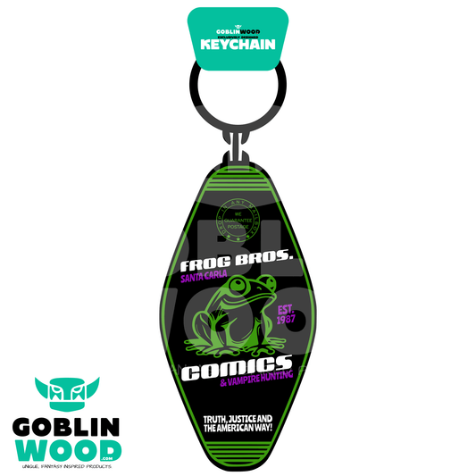 Frog Brothers Comic Shop - Acrylic Key Fob Keychain - The Lost Boys Inspired - Goblin Wood Exclusive - Goblin Wood