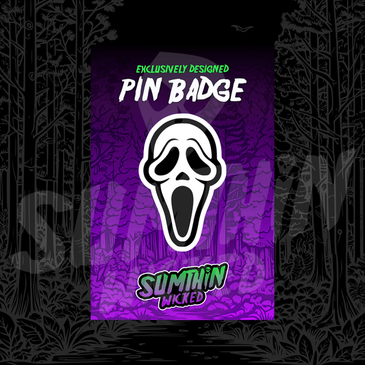 Ghostface (Mask) - Acrylic Pin Badge - Scream Inspired - Sumthin Wicked Exclusive - Goblin Wood