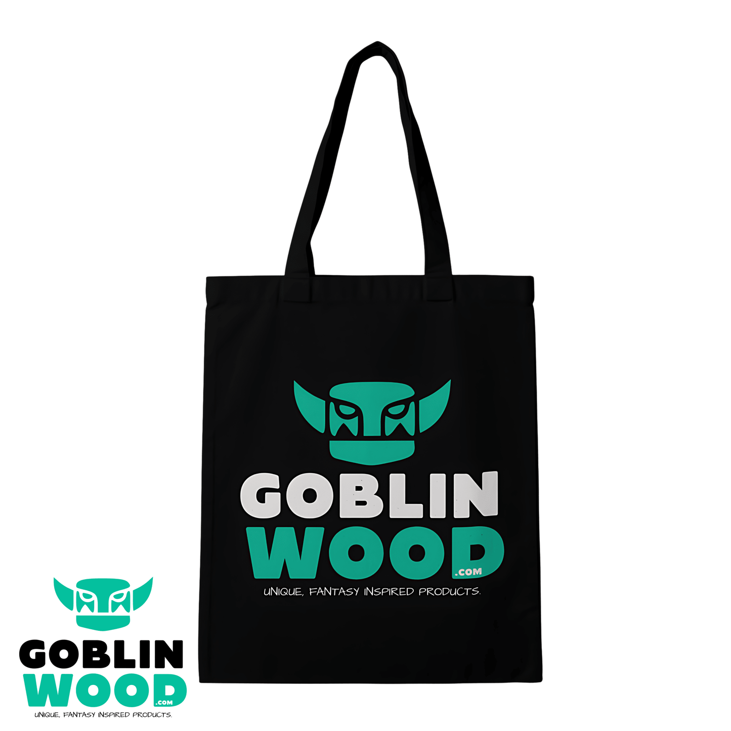 Goblin Wood Tote - Black Long Handle Cotton Shopper - Goblin Wood Exclusive - Goblin Wood