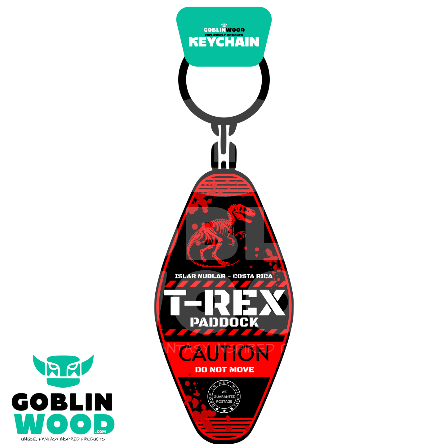 Grant - T - Rex Paddock - Acrylic Key Fob Keychain - Jurassic Park Inspired - Goblin Wood Exclusive - Goblin Wood