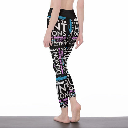Hunt Drive Ride - Black AOP Ladies Leggings - Supernatural Inspired - Goblin Wood Exclusive - Goblin Wood