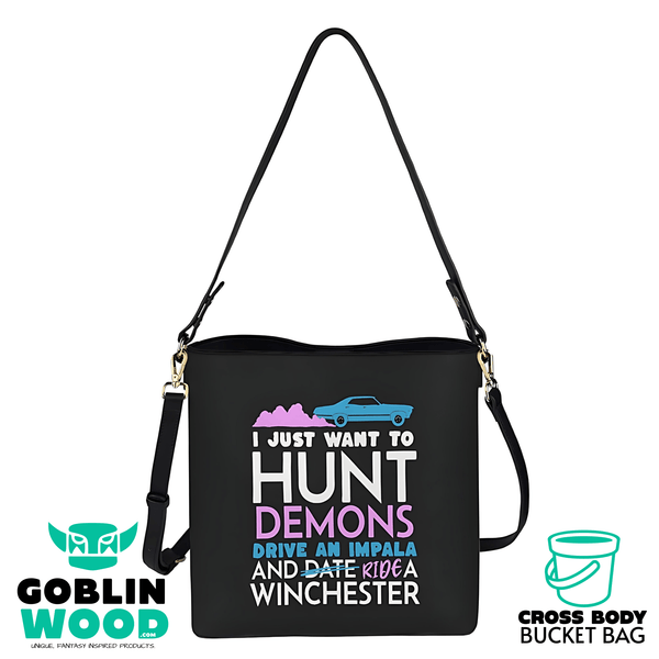 Hunt Drive Ride - Black Cross Body Bucket Bag - Supernatural Inspired - Goblin Wood Exclusive - Goblin Wood