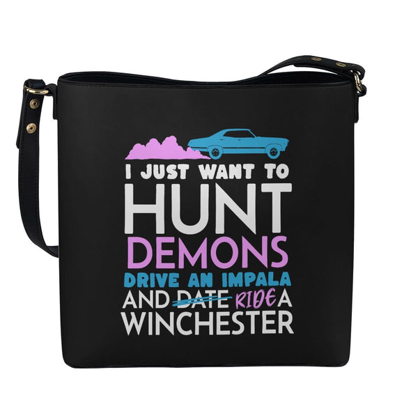 Hunt Drive Ride - Black Cross Body Bucket Bag - Supernatural Inspired - Goblin Wood Exclusive - Goblin Wood