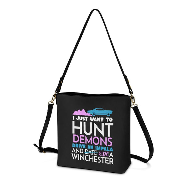Hunt Drive Ride - Black Cross Body Bucket Bag - Supernatural Inspired - Goblin Wood Exclusive - Goblin Wood