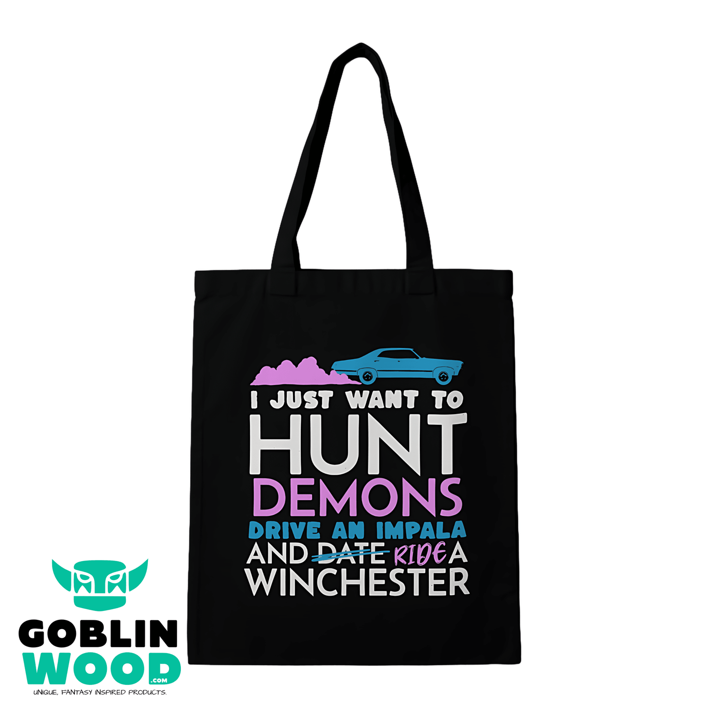 Hunt Drive Ride - Black Tote Bag - Supernatural Inspired - Goblin Wood Exclusive - Goblin Wood