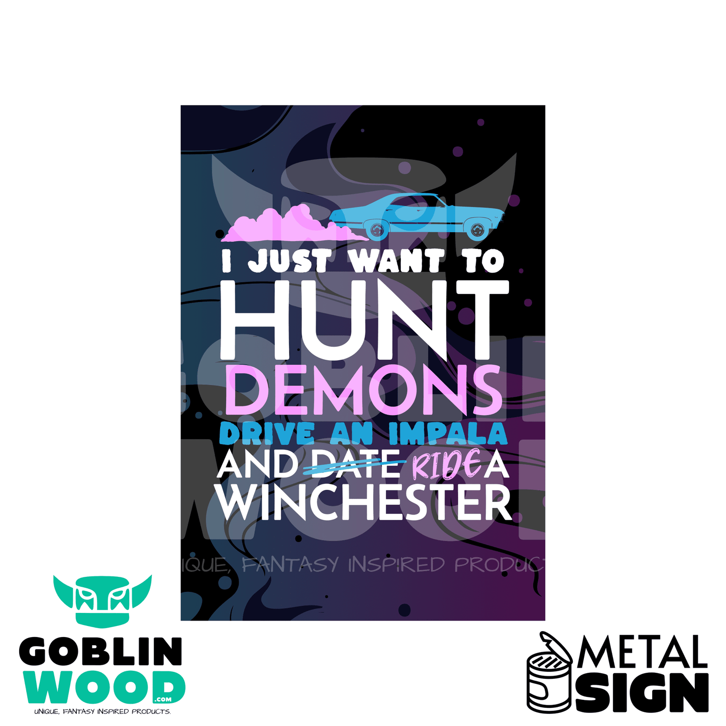 Hunt Drive Ride - Metal Decorative Sign - Supernatural Inspired - Goblin Wood Exclusive - Goblin Wood