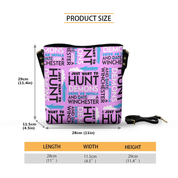 Hunt Drive Ride - Pink AOP Cross Body Bucket Bag - Supernatural Inspired - Goblin Wood Exclusive - Goblin Wood