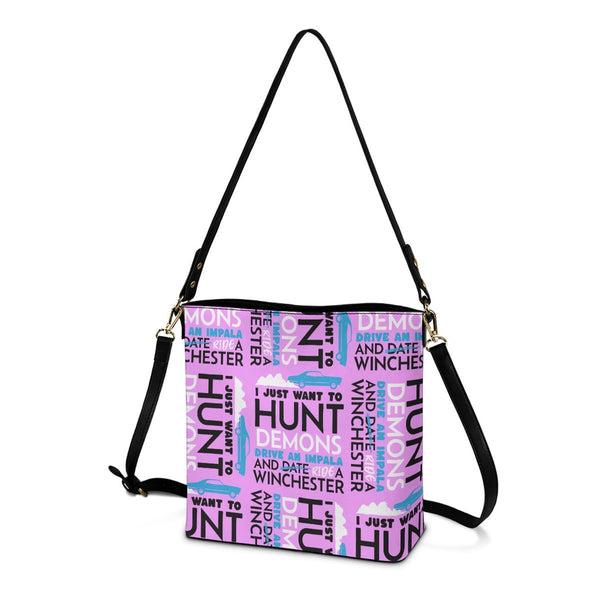 Hunt Drive Ride - Pink AOP Cross Body Bucket Bag - Supernatural Inspired - Goblin Wood Exclusive - Goblin Wood