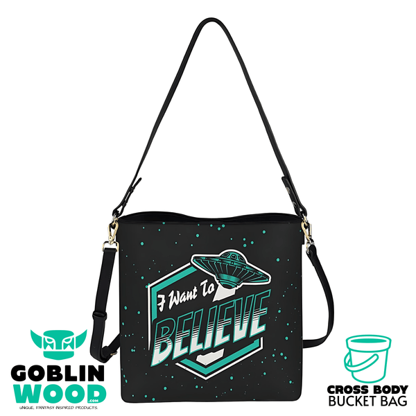 I Want To Believe - Cross Body Bucket Bag - The X - Files Inspired - Goblin Wood Exclusive - Goblin Wood