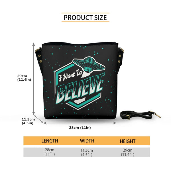 I Want To Believe - Cross Body Bucket Bag - The X - Files Inspired - Goblin Wood Exclusive - Goblin Wood