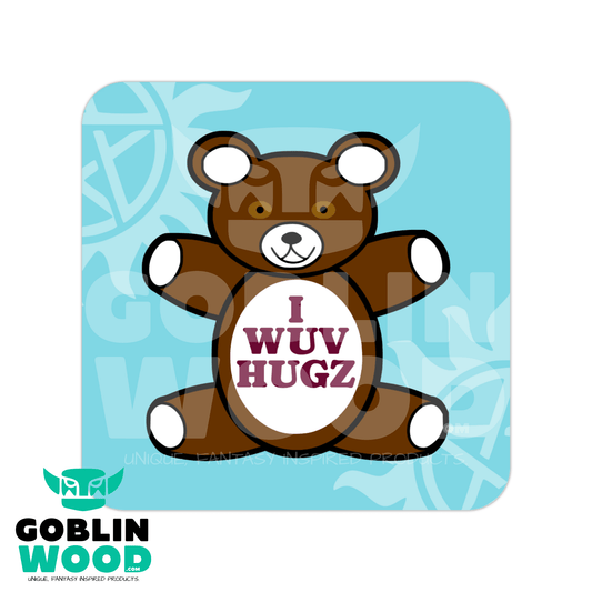 I Wuv Hugz - Drinks Coaster - Supernatural Inspired - Goblin Wood Exclusive - Goblin Wood