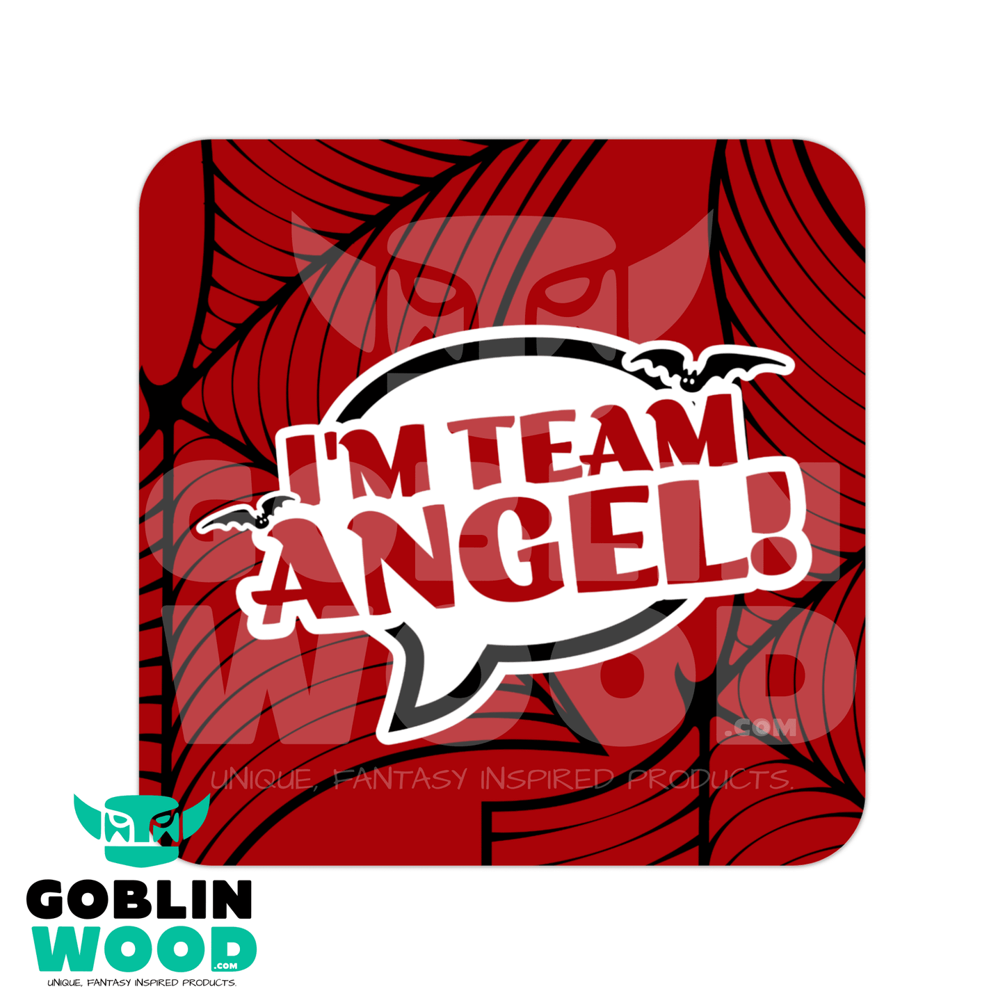 I'm Team Angel! - Speech Bubble Drinks Coaster - Angel - Goblin Wood Exclusive - Goblin Wood