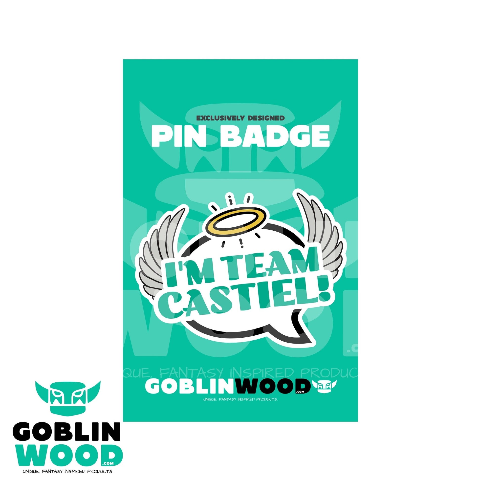 I'm Team Castiel! - Speech Bubble Acrylic Pin Badge - Supernatural Inspired - Goblin Wood Exclusive - Goblin Wood