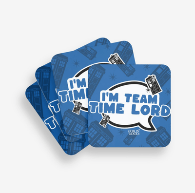 I'm Team Time Lord Speech Bubble Coaster - Doctor Who inspired - Goblin Wood
