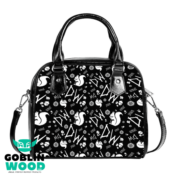 Initially Dean - Black Handbag With Shoulder Strap - Supernatural Inspired - Goblin Wood Exclusive - Goblin Wood