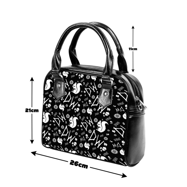 Initially Dean - Black Handbag With Shoulder Strap - Supernatural Inspired - Goblin Wood Exclusive - Goblin Wood