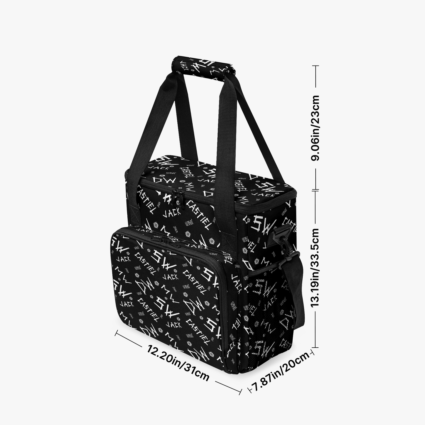 Initials - Black - AOP Insulated Canvas Cool Bag - Supernatural Inspired - Goblin Wood Exclusive - Goblin Wood
