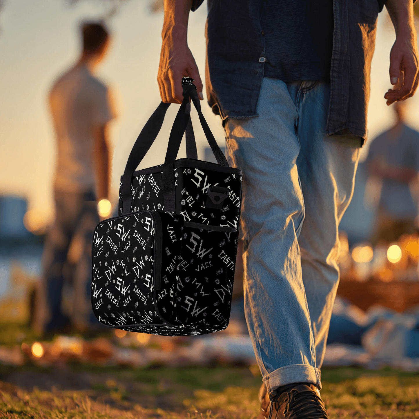 Initials - Black - AOP Insulated Canvas Cool Bag - Supernatural Inspired - Goblin Wood Exclusive - Goblin Wood