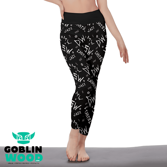 Initials - Black AOP Ladies Leggings - Supernatural Inspired - Goblin Wood Exclusive - Goblin Wood