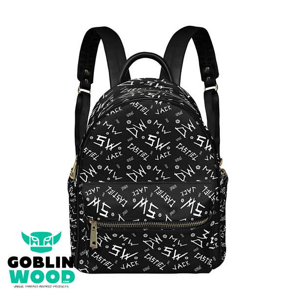 Initials - Black AOP Mini Backpack - Supernatural Inspired - Goblin Wood Exclusive - Goblin Wood