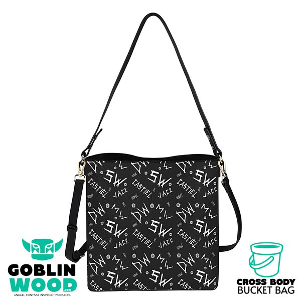 Initials (Black) - Cross Body Bucket Bag - Supernatural Inspired - Goblin Wood Exclusive - Goblin Wood