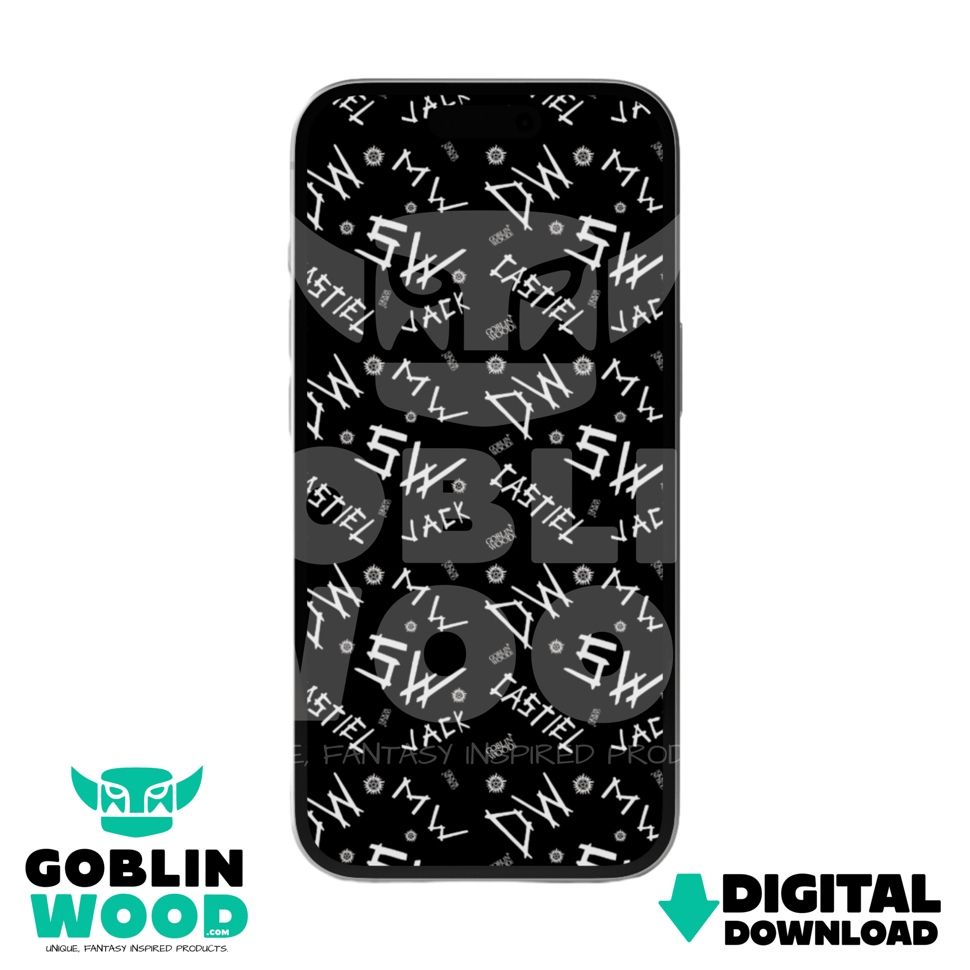 Initials - (Black) - Supernatural Inspired Digital Screen Background - Goblin Wood Exclusive - Goblin Wood