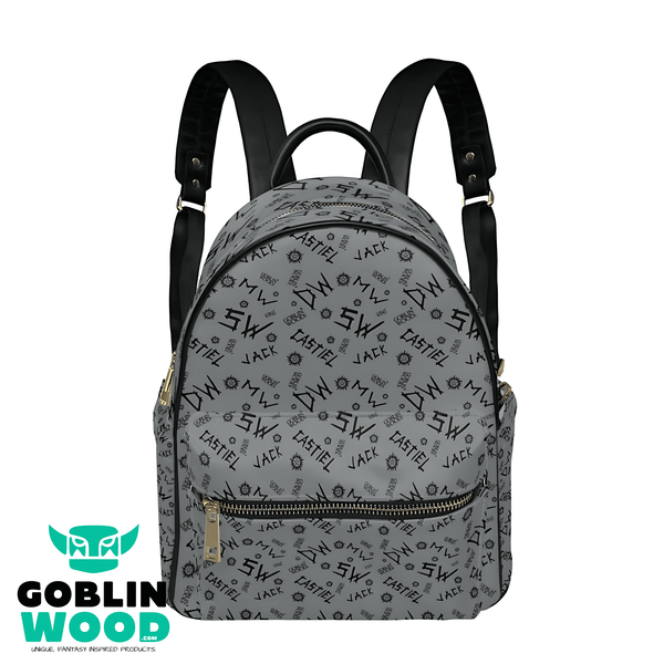 Initials - Charcoal AOP Mini Backpack - Supernatural Inspired - Goblin Wood Exclusive - Goblin Wood