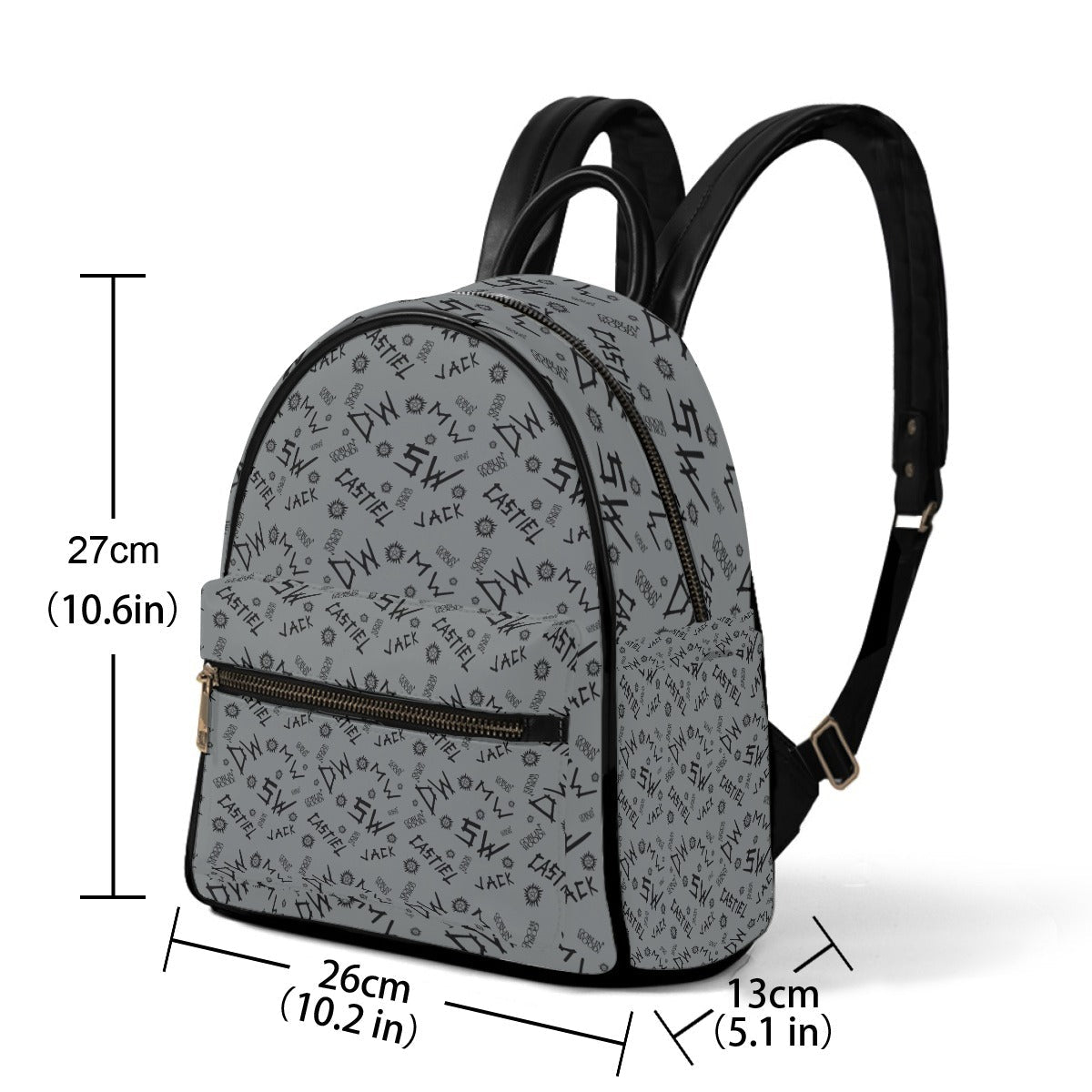 Initials - Charcoal AOP Mini Backpack - Supernatural Inspired - Goblin Wood Exclusive - Goblin Wood