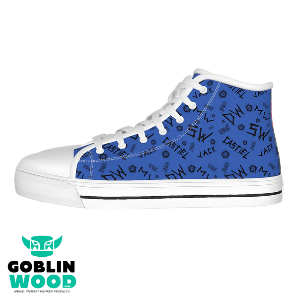 Initials - Denim Blue Canvas Hi - Top Shoe - Supernatural Inspired - Goblin Wood Exclusive - Goblin Wood
