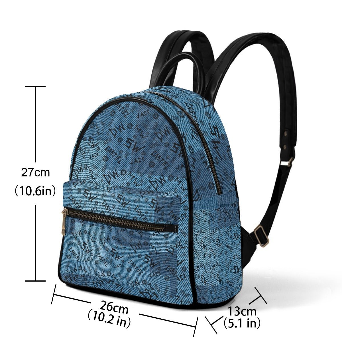 Initials - Denim Patch AOP Mini Backpack - Supernatural Inspired - Goblin Wood Exclusive - Goblin Wood