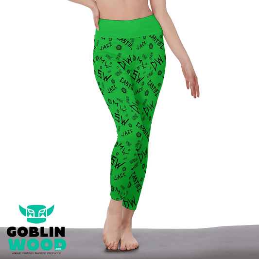 Initials - Green AOP Ladies Leggings - Supernatural Inspired - Goblin Wood Exclusive - Goblin Wood