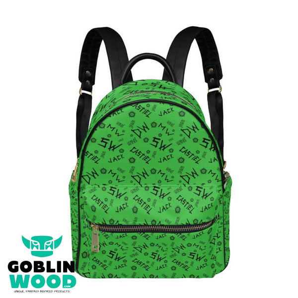 Initials - Green AOP Mini Backpack - Supernatural Inspired - Goblin Wood Exclusive - Goblin Wood