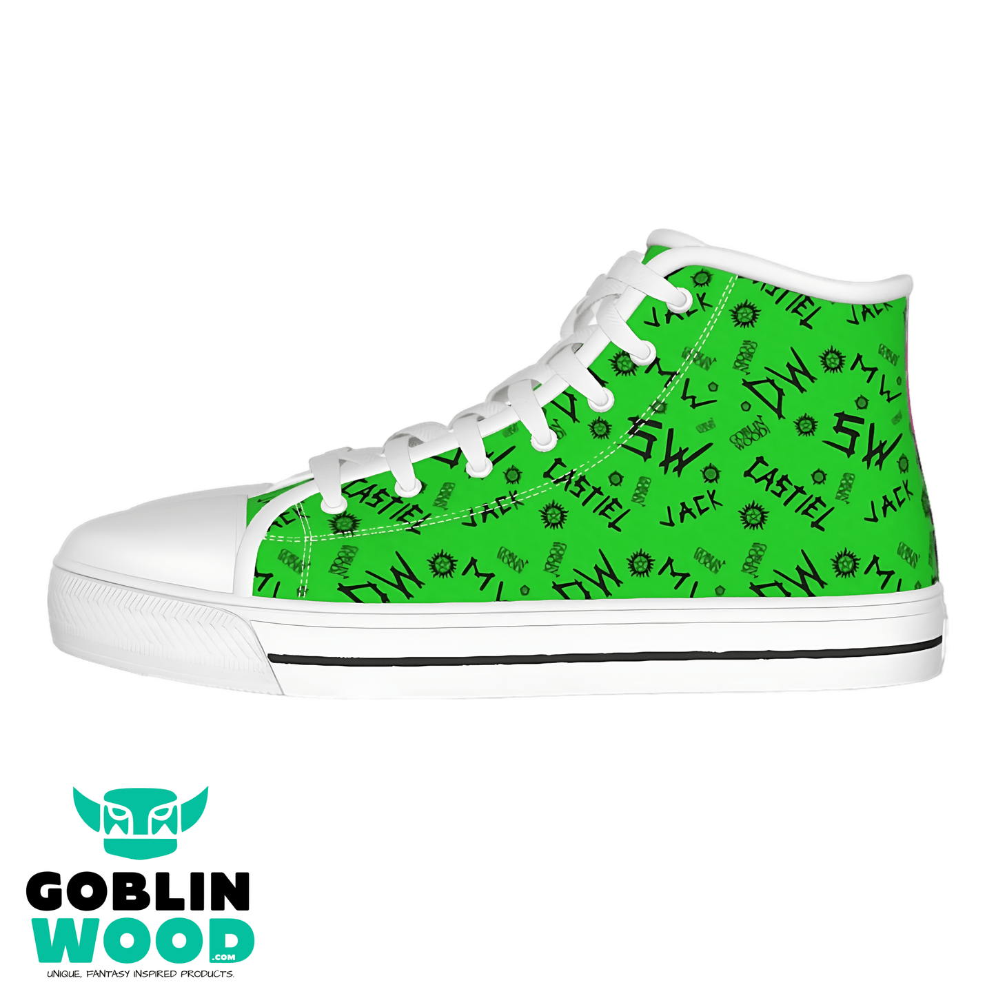 Initials - Green Canvas Hi - Top Shoe - Supernatural Inspired - Goblin Wood Exclusive - Goblin Wood