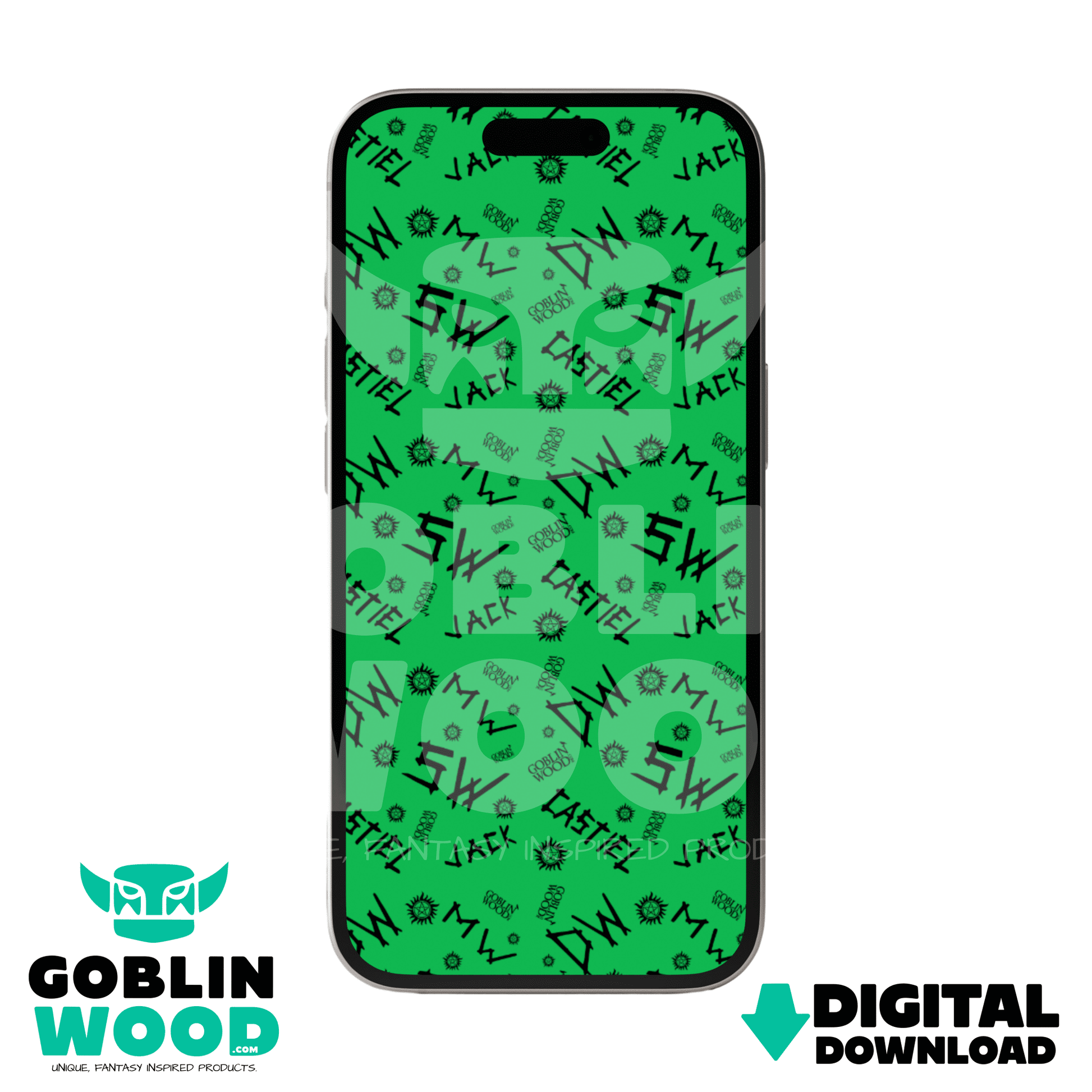 Initials - (Green) - Supernatural Inspired Digital Screen Background - Goblin Wood Exclusive - Goblin Wood