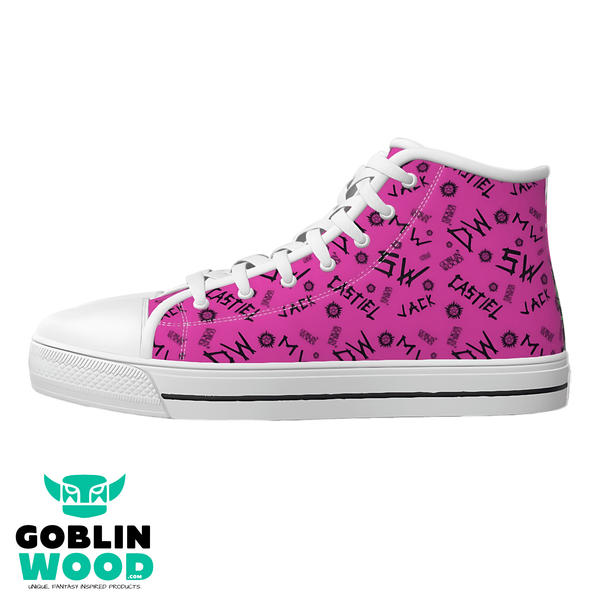 Initials - Hot Pink Canvas Hi - Top Shoe - Supernatural Inspired - Goblin Wood Exclusive - Goblin Wood
