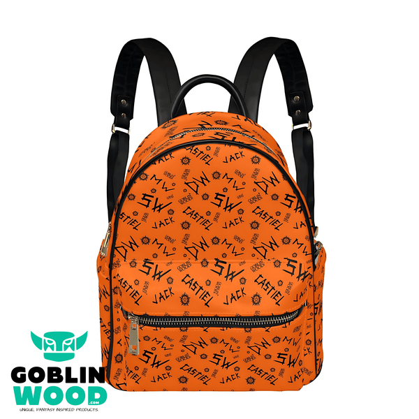 Initials - Orange AOP Mini Backpack - Supernatural Inspired - Goblin Wood Exclusive - Goblin Wood