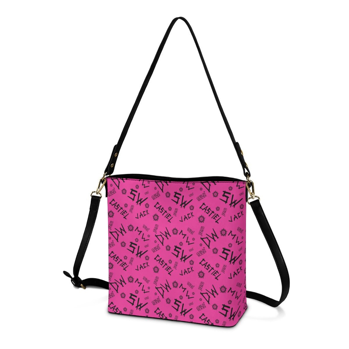 Initials (Pink) - Cross Body Bucket Bag - Supernatural Inspired - Goblin Wood Exclusive - Goblin Wood