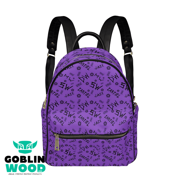 Initials - Purple AOP Mini Backpack - Supernatural Inspired - Goblin Wood Exclusive - Goblin Wood