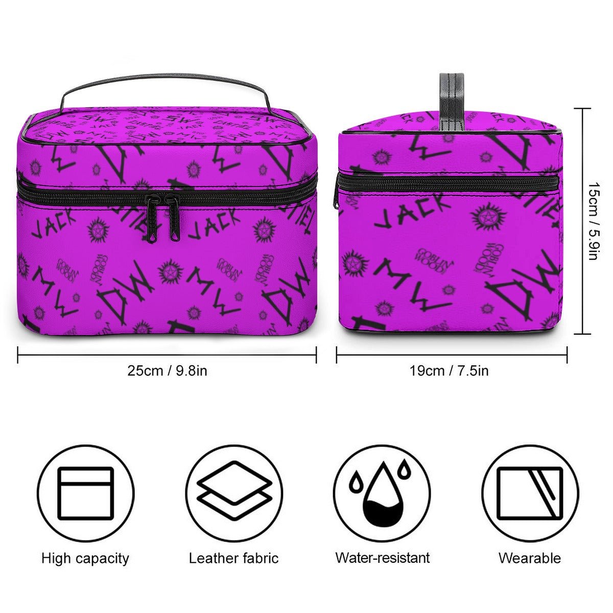 Initials - Purple AOP Toiletry Bag - Supernatural Inspired - Goblin Wood Exclusive - Goblin Wood