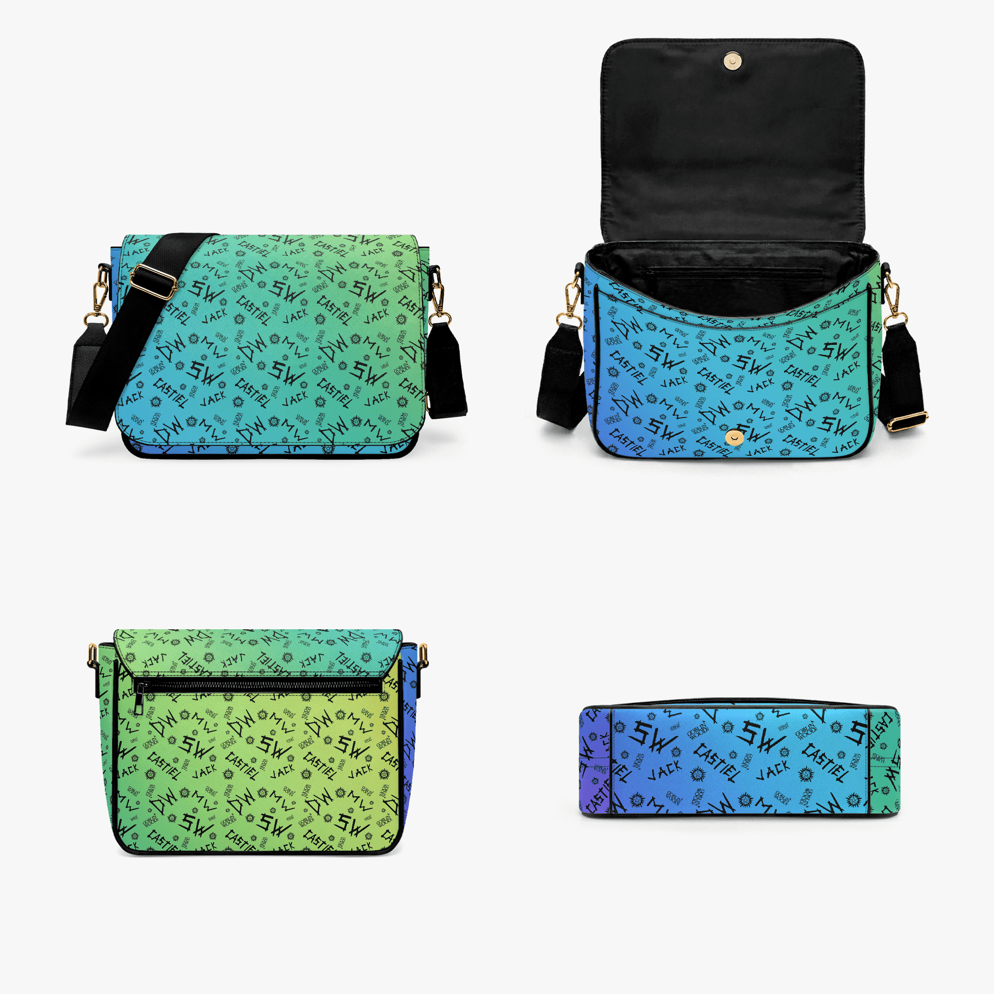 Initials (Rainbow) - PU Cross Body Hand Bag - Supernatural Inspired - Goblin Wood Exclusive - Goblin Wood