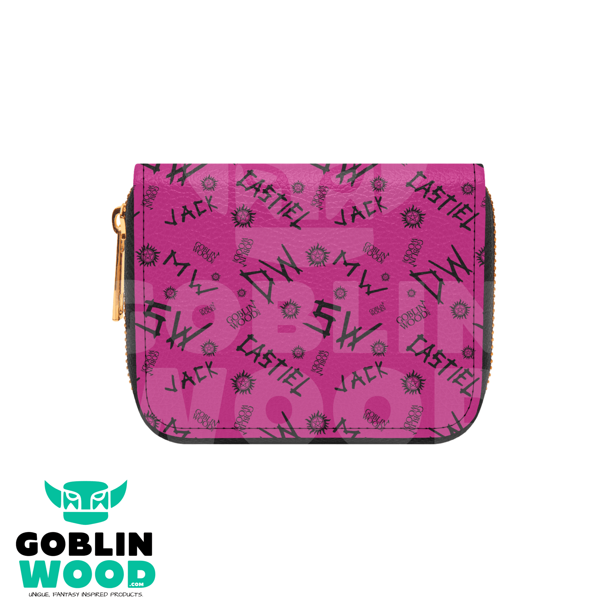 Initials (Raspberry) - Bifold Zipper Purse - Supernatural Inspired - Goblin Wood Exclusive - Goblin Wood
