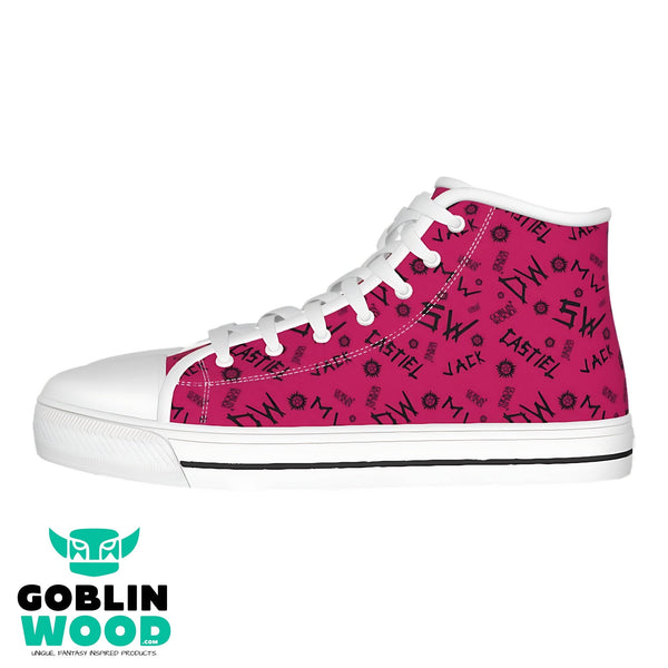 Initials - Raspberry Canvas Hi - Top Shoe - Supernatural Inspired - Goblin Wood Exclusive - Goblin Wood