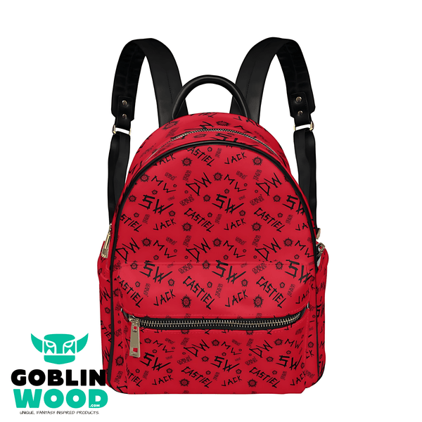 Initials - Red AOP Mini Backpack - Supernatural Inspired - Goblin Wood Exclusive - Goblin Wood