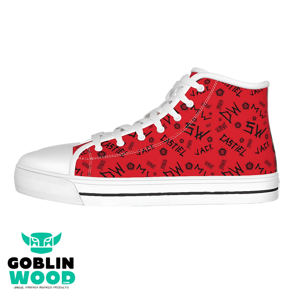 Initials - Red Canvas Hi - Top Shoe - Supernatural Inspired - Goblin Wood Exclusive - Goblin Wood